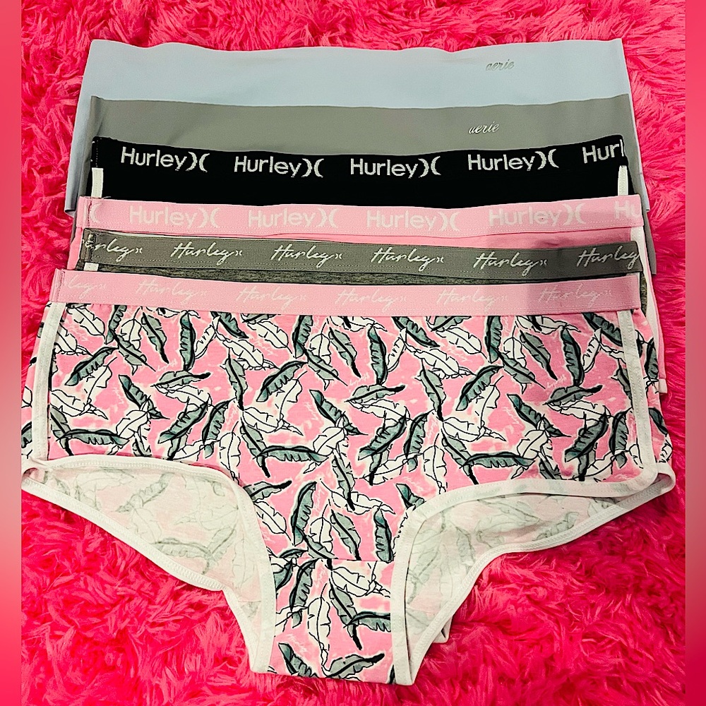 Aerie Pink and Gray Feather Print Panties
